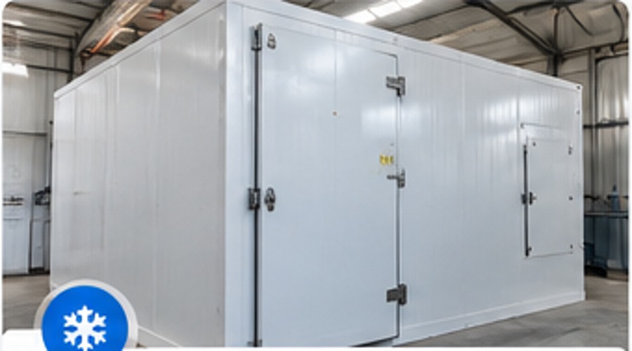 Cuarto frío modular con paneles aislantes y puerta de acceso